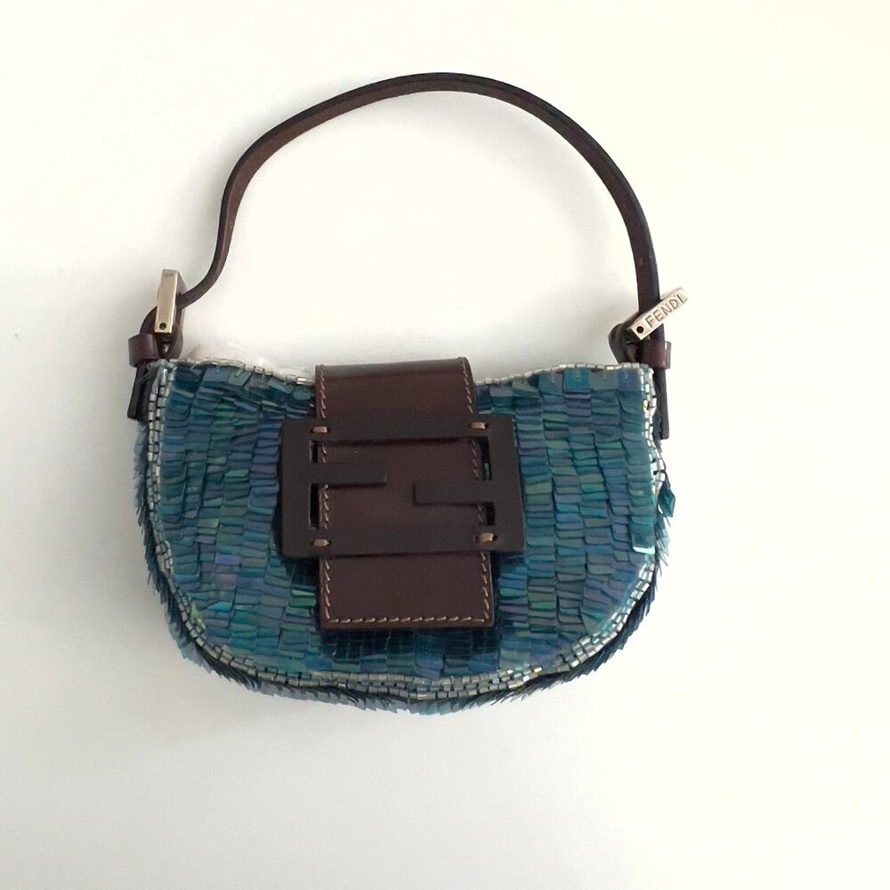 Vintage Fendi Blue Sequin Crossiant - Picture 2 of 7